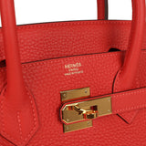 Pre-owned Hermes Birkin 30 Rouge Pivoine Clemence Gold Hardware