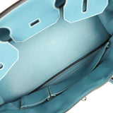 Vintage Hermes Shoulder Birkin 42 JPG Blue Jean Clemence Palladium Hardware