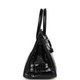 Pre-owned Hermes Birkin 30 Bleu Marine Shiny Niloticus Crocodile Gold Hardware