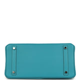 Pre-owned Hermes Birkin 30 Ghillies Turquoise Togo and Swift Palladium Hardware