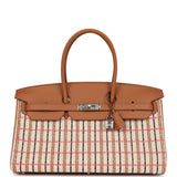 Hermes Shoulder Birkin Light 39 Multicolor Toile and Gold Swift Palladium Hardware