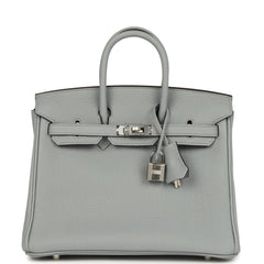 Hermes Birkin 25 Gris Pantin Togo Palladium Hardware