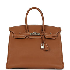 Pre-owned Hermes Birkin 35 Gold Togo Palladium Hardware