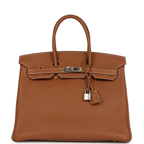Pre-owned Hermes Birkin 35 Gold Togo Palladium Hardware