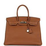 Pre-owned Hermes Birkin 35 Gold Togo Palladium Hardware - Thumbnail View 1