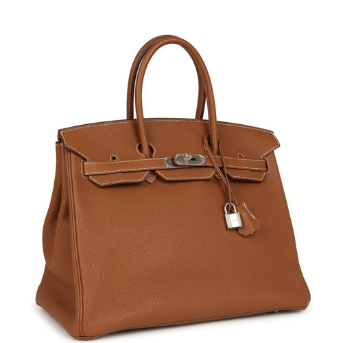 Pre-owned Hermes Birkin 35 Gold Togo Palladium Hardware