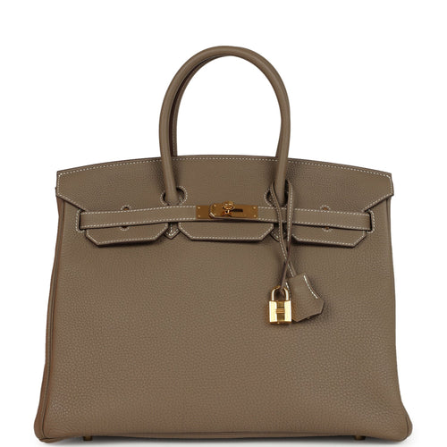 Pre-owned Hermes Birkin 35 Etoupe Togo Gold Hardware