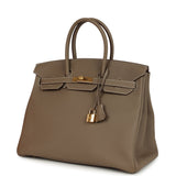 Pre-owned Hermes Birkin 35 Etoupe Togo Gold Hardware - Thumbnail View 5