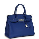 Pre-owned Hermes Birkin 30 Bleu Royal Togo Palladium Hardware - Thumbnail View 2