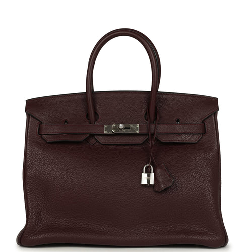Pre-owned Hermes Birkin 35 Prune Clemence Palladium Hardware