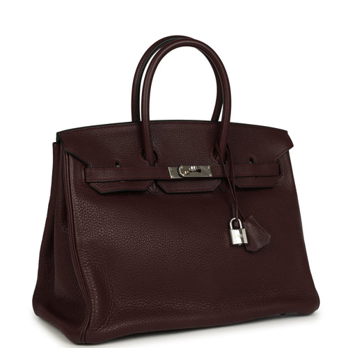 Pre-owned Hermes Birkin 35 Prune Clemence Palladium Hardware