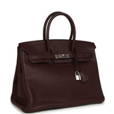 Pre-owned Hermes Birkin 35 Prune Clemence Palladium Hardware