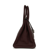 Pre-owned Hermes Birkin 35 Prune Clemence Palladium Hardware