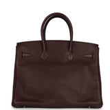 Pre-owned Hermes Birkin 35 Prune Clemence Palladium Hardware