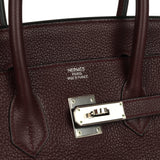Pre-owned Hermes Birkin 35 Prune Clemence Palladium Hardware