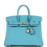 Hermes Birkin 25 Bleu Du Nord Swift Gold Hardware