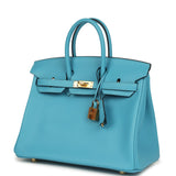 Hermes Birkin 25 Bleu Du Nord Swift Gold Hardware