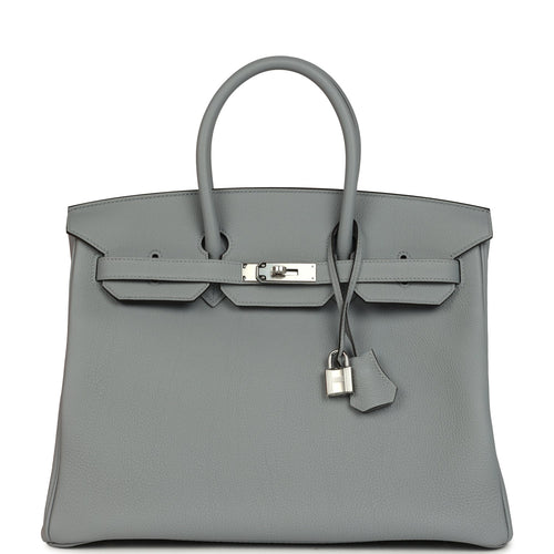 Hermes Birkin 35 Gris Pantin Togo Palladium Hardware