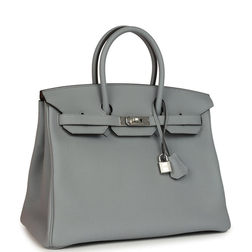 Hermes Birkin 35 Gris Pantin Togo Palladium Hardware