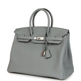 Hermes Birkin 35 Gris Pantin Togo Palladium Hardware