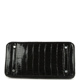 Pre-owned Hermes Birkin 30 Black Shiny Porosus Crocodile Palladium Hardware - Thumbnail View 6