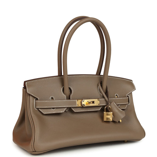 Hermes Shoulder Birkin Light 29 Etoupe Evercolor Gold Hardware
