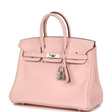 Pre-owned Hermes Birkin 25 Rose Sakura Swift Palladium Hardware