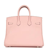 Pre-owned Hermes Birkin 25 Rose Sakura Swift Palladium Hardware