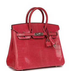 Vintage Hermes Birkin 25 Fuchsia Varanus Niloticus Lizard Palladium Hardware