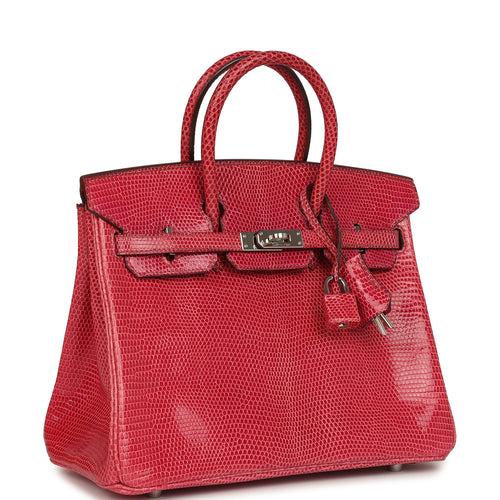 Vintage Hermes Birkin 25 Fuchsia Varanus Niloticus Lizard Palladium Hardware