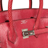 Vintage Hermes Birkin 25 Fuchsia Varanus Niloticus Lizard Palladium Hardware