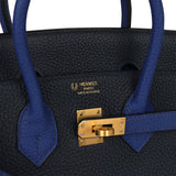 Hermes Special Order (HSS) Birkin 25 Bi-Color Bleu Nuit and Bleu Electric Togo Brushed Gold Hardware