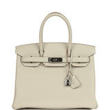 Pre-owned Hermes Birkin 30 Craie Togo Palladium Hardware