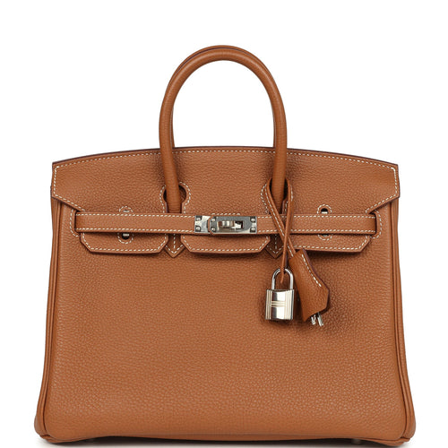 Pre-owned Hermes Birkin 25 Gold Togo Palladium Hardware