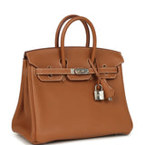 Pre-owned Hermes Birkin 25 Gold Togo Palladium Hardware