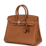 Pre-owned Hermes Birkin 25 Gold Togo Palladium Hardware