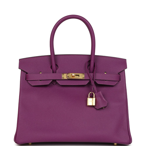 Pre-owned Hermes Birkin 30 Anemone Epsom Gold Hardware