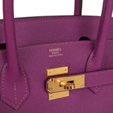 Pre-owned Hermes Birkin 30 Anemone Epsom Gold Hardware