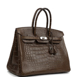 Pre-owned Hermes Birkin 35 Gris Elephant Matte Alligator Palladium Hardware - Thumbnail View 2