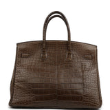 Pre-owned Hermes Birkin 35 Gris Elephant Matte Alligator Palladium Hardware - Thumbnail View 4