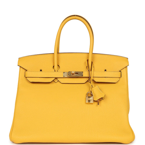 Pre-owned Hermes Birkin 35 Soleil Togo Gold Hardware