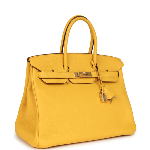Pre-owned Hermes Birkin 35 Soleil Togo Gold Hardware
