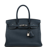 Hermes Birkin 30 Bleu De Prusse Verso Clemence Palladium Hardware - Thumbnail View 1