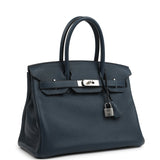 Hermes Birkin 30 Bleu De Prusse Verso Clemence Palladium Hardware - Thumbnail View 2