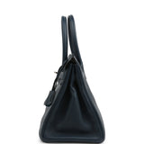 Hermes Birkin 30 Bleu De Prusse Verso Clemence Palladium Hardware - Thumbnail View 3