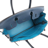 Hermes Birkin 30 Bleu De Prusse Verso Clemence Palladium Hardware - Thumbnail View 7