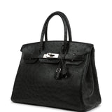 Vintage Hermes Birkin 30 Black Ostrich Palladium Hardware