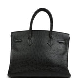Vintage Hermes Birkin 30 Black Ostrich Palladium Hardware