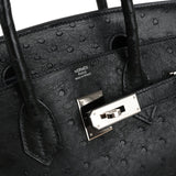 Vintage Hermes Birkin 30 Black Ostrich Palladium Hardware