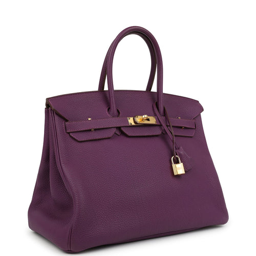 Pre-owned Hermes Birkin 35 Anemone Togo Gold Hardware